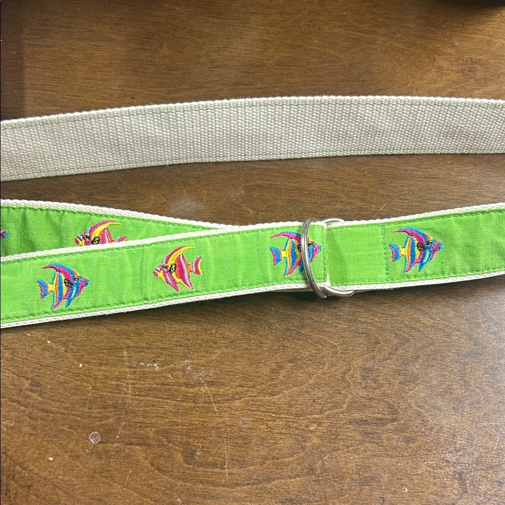 CJ Laing NY southampton Fish Embroidered Green Belt
